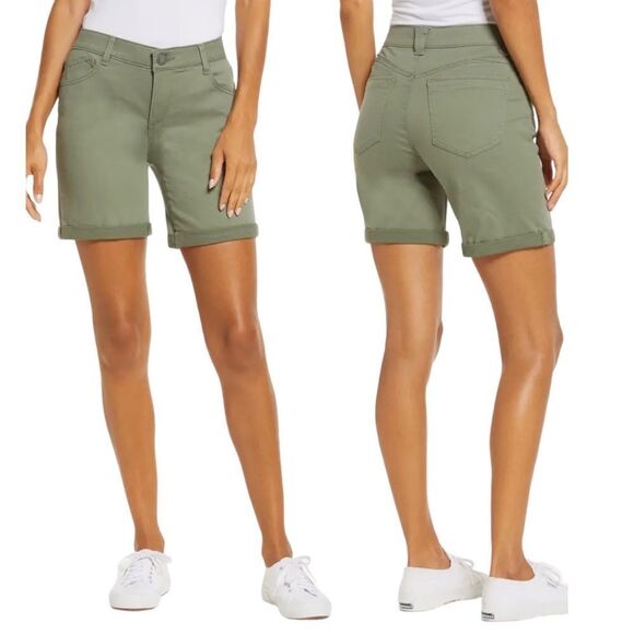 NWT WIT & WISDOM 'Ab'Solution Stretch Twill Shorts Lily Pad Green Size 2 - Picture 1 of 9
